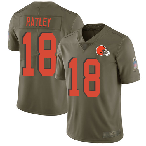 Cleveland Browns Damion Ratley Men Olive Limited Jersey #18 NFL Football 2017 Salute To Service